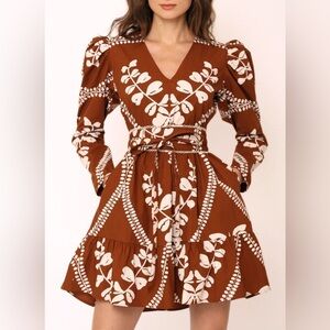 NEW Beyond by Vera Heidi mini dress HEART BROWN XS